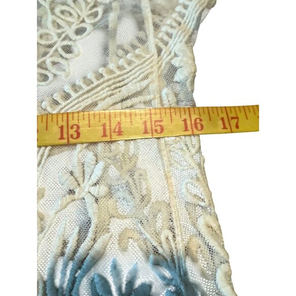 Dulcie Sheer Lace Short Sleeved Top M Embroidered Sheer Boho Coquette mesh - Picture 5 of 9